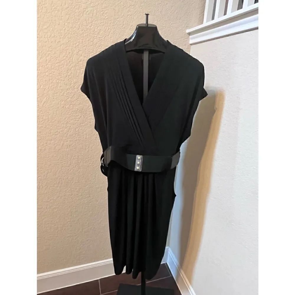 Worthington black faux wrap fitted high belted dress sz 3X - Picture 2 of 9